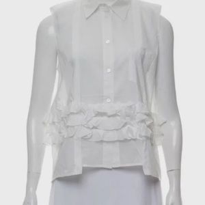 NWOT Marni White Ruffled 100% Cotton Top Size M